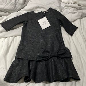 Deux par Deux 5 black shimmer drop waist dress NWT